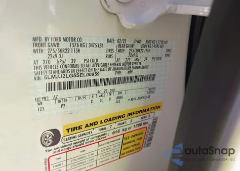 2025 Lincoln Navigator Reserve from USA, damaged, VIN 5LMJJ2LG5SEL00959